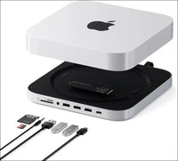 Mac Mini Hub & Stand with SSD Enclosure for NVME/SATA M.2, Mac Mini Dock with USB-C 10Gbps, 3 USB-A 5/10Gbps, 2.0 Audio Jack, for Mac Mini M2 /M1, Mac Studio (Not Compatible with M4) - Silver