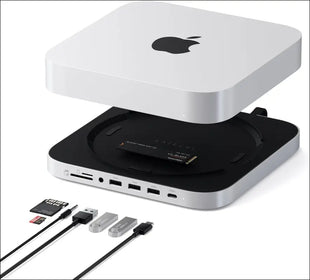 Mac Mini Hub & Stand with SSD Enclosure for NVME/SATA M.2, Mac Mini Dock with USB-C 10Gbps, 3 USB-A 5/10Gbps, 2.0 Audio Jack, for Mac Mini M2 /M1,