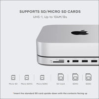 Mac Mini Hub & Stand with SSD Enclosure for NVME/SATA M.2, Mac Mini Dock with USB-C 10Gbps, 3 USB-A 5/10Gbps, 2.0 Audio Jack, for Mac Mini M2 /M1, Mac Studio (Not Compatible with M4) - Silver