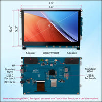 Magedok 9 Inch Touch Screen Display for Raspberry Pi,1280 x 720/ Anti-Glare/Optical Bonding Capacitive Screen/IPS /600 lumens/Wall Mountable/HDMI Portable Monitor