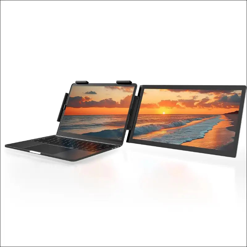 MAGICRAVEN Laptop Monitor 14" FHD 1080P IPS Dual Screen Laptop Screen Extension for 14"-17" HDMI/USB-C/A Plug and Play, Additional Screen for Windows, Mac, Android