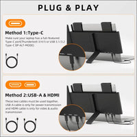 MagicRaven Laptop Screen Extender, 14" 1080P Portable Monitor, 250° Rotation Travel Display for 14-17'' Laptop with USB-C HDMI Port, Plug and Play for Windows/Mac