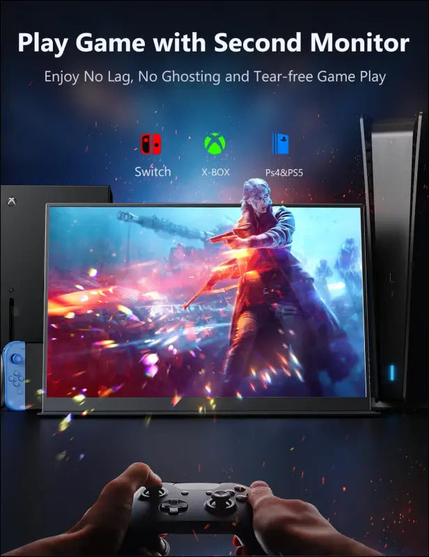 MagicRaven Portable Gaming Monitor, 14" 2K Laptop Screen, Dual USB C HDMI Second Computer Screen with Speakers, Travel Monitor for PS4/5 Xbox Switch MAC PC Phone