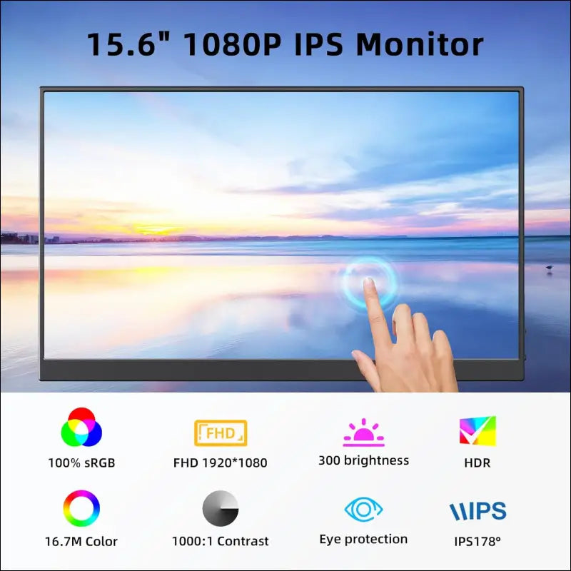 MagicRaven Touch Screen Monitor, 15.6" 1080P Portable Monitor for Laptop, Lightweight Dual USB C HDMI Computer Gaming Display with Speakers, Travel Screen for PS4/5 Xbox Switch...