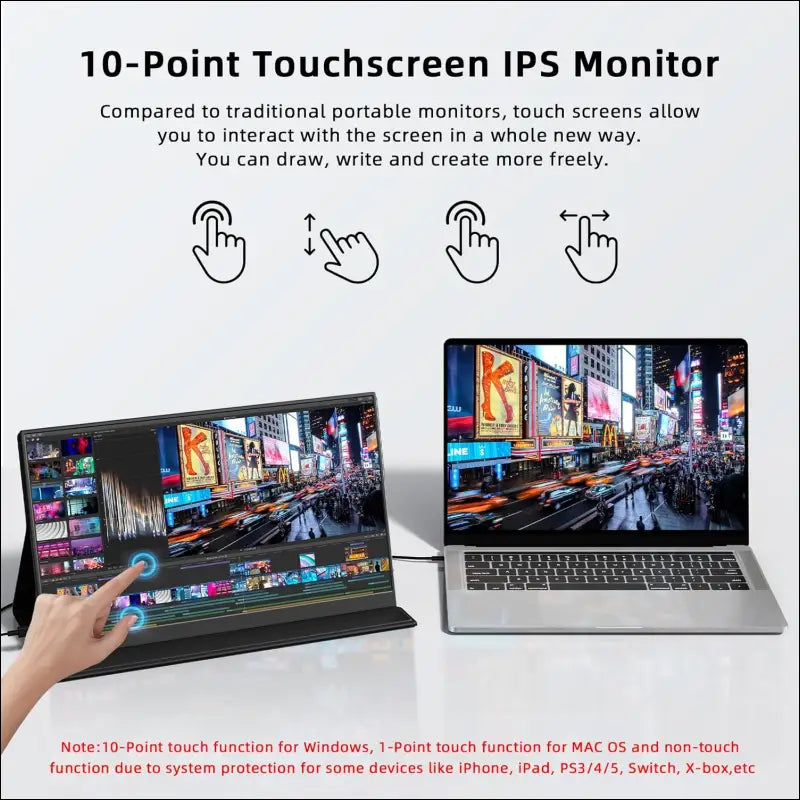 MagicRaven Touch Screen Monitor, 15.6" 1080P Portable Monitor for Laptop, Lightweight Dual USB C HDMI Computer Gaming Display with Speakers, Travel Screen for PS4/5 Xbox Switch...