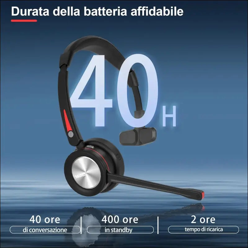 Mairdi Bluetooth Headset with Noise Canceling & Charging Station