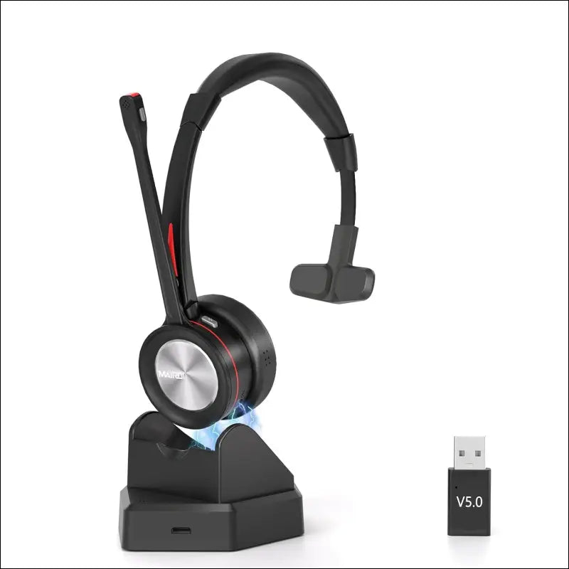 Mairdi Bluetooth Headset with Noise Canceling & Charging Station
