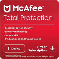 McAfee® Total Protection Antivirus & Internet Security - 1 Devices, 1-Year - Windows/Mac/Android/iOS [Digital Download]