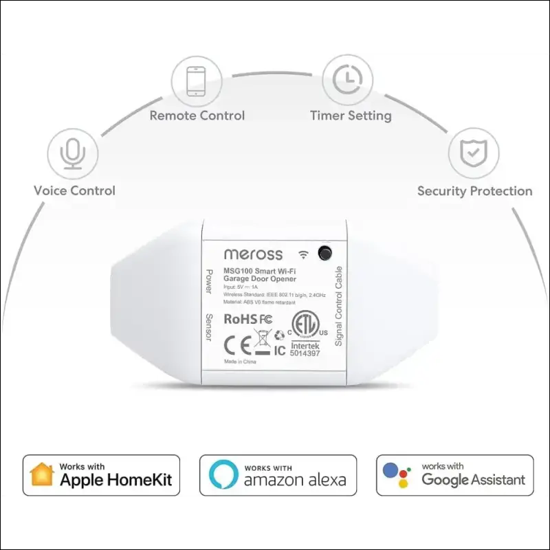 Meross Smart Garage Door Opener, Smart Door Remote Compatible with HomeKit, Siri, Apple Watch, HomePod, Alexa, Google Home, and SmartThings, Remote Control and Voice Control