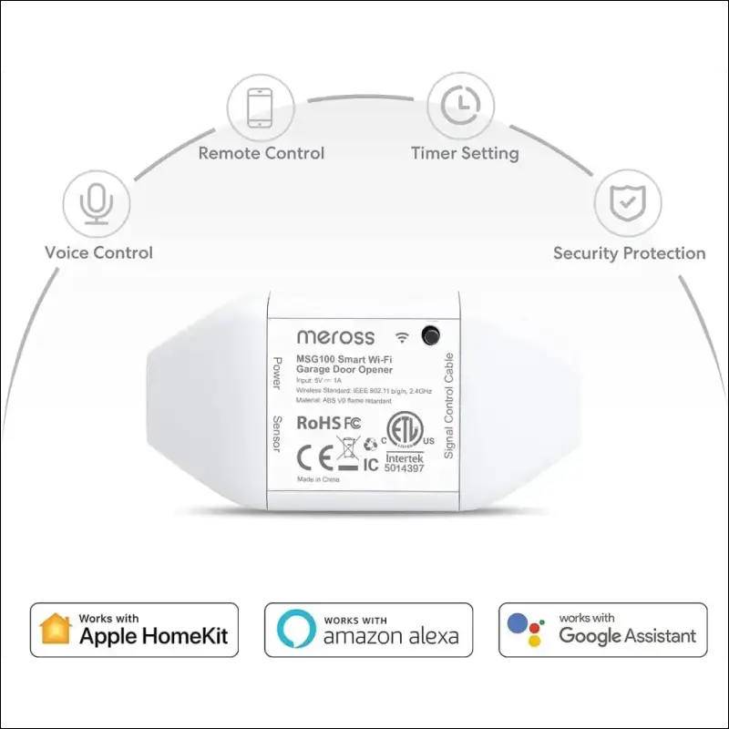 Meross Smart Garage Door Opener, Smart Door Remote Compatible with HomeKit, Siri, Apple Watch, HomePod, Alexa, Google Home, and SmartThings, Remote Control and Voice Control