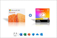 Microsoft 365 Personal + Adobe Creative Cloud All Apps Student & Teacher - 1 Year Subscription Bundle [Digital Download]