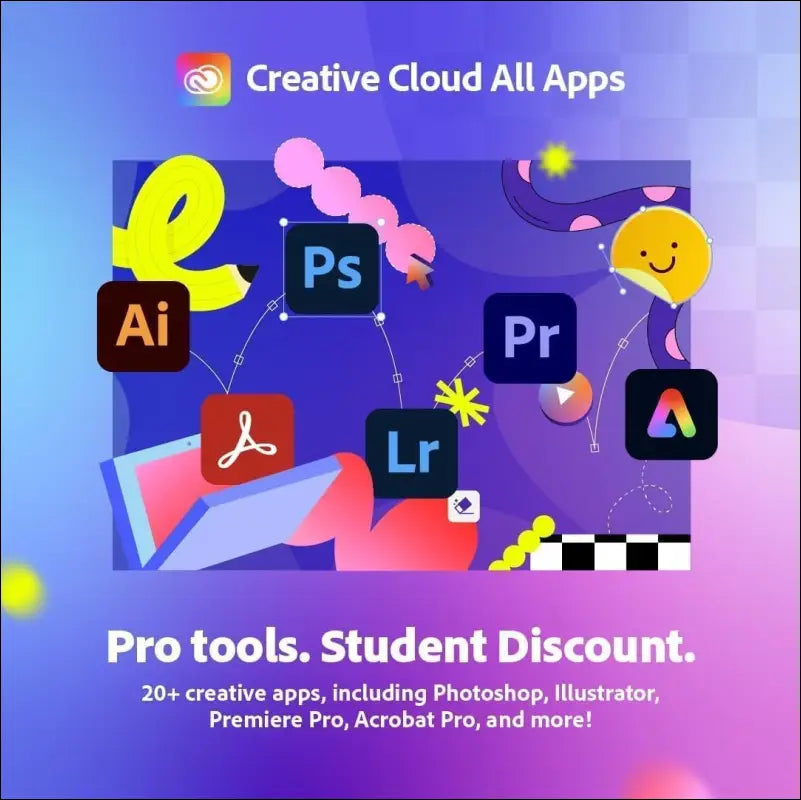 Microsoft 365 Personal + Adobe Creative Cloud All Apps Student & Teacher - 1 Year Subscription Bundle [Digital Download]