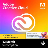 Microsoft 365 Personal + Adobe Creative Cloud All Apps Student & Teacher - 1 Year Subscription Bundle [Digital Download]