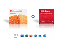 Microsoft 365 Personal + McAfee® Total Protection for 3 Devices - 1 Year Subscription Bundle [Digital Download]