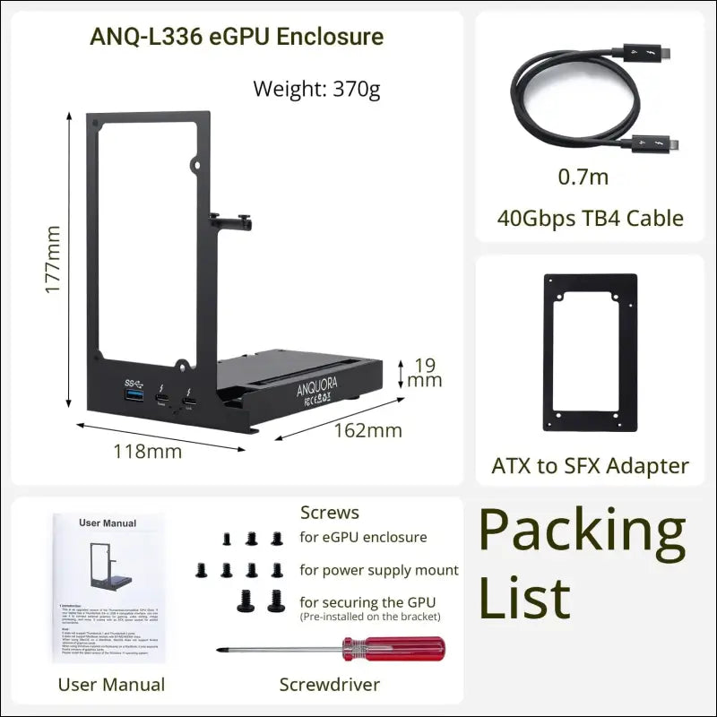 Mini eGPU Enclosure 40Gbps Thunderbolt3/4 USB4 for Laptop Compatible with Win/Linux/MacOS, PCIe External GPU Dock with PD 85W, Support NVIDIA/AMD, Daisy Chain, DC/ATX/SFX/Flex
