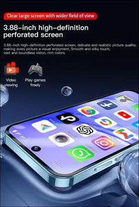 Mini Mobile Phone 4G Smartphone, 3.88 Inch Full Screen Smartphone Android 12, Dual SIM, Face Recognition, GPS, OTC,Google Play Unlocked Phone (Blue, 64, GB, GB, 4)