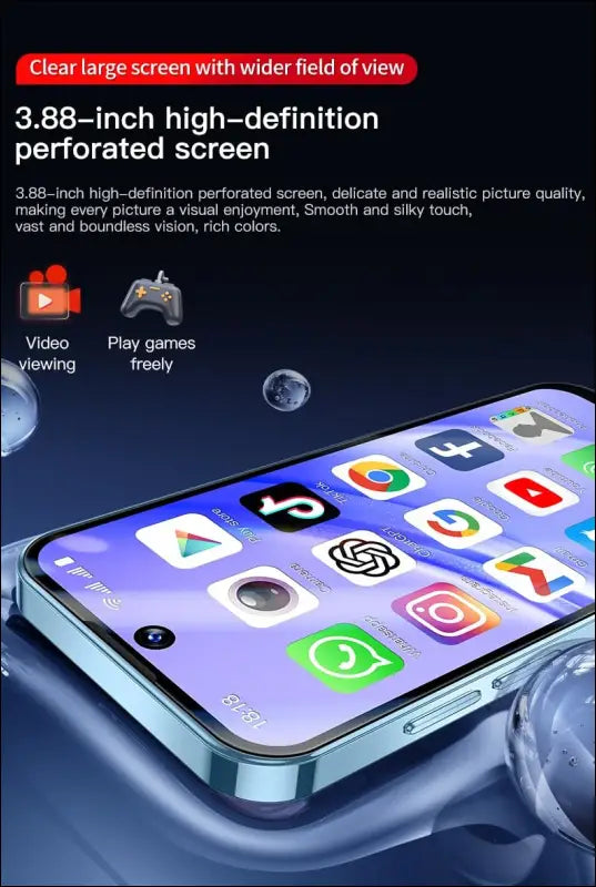 Mini Mobile Phone 4G Smartphone, 3.88 Inch Full Screen Smartphone Android 12, Dual SIM, Face Recognition, GPS, OTC,Google Play Unlocked Phone (Blue, 64, GB, GB, 4)