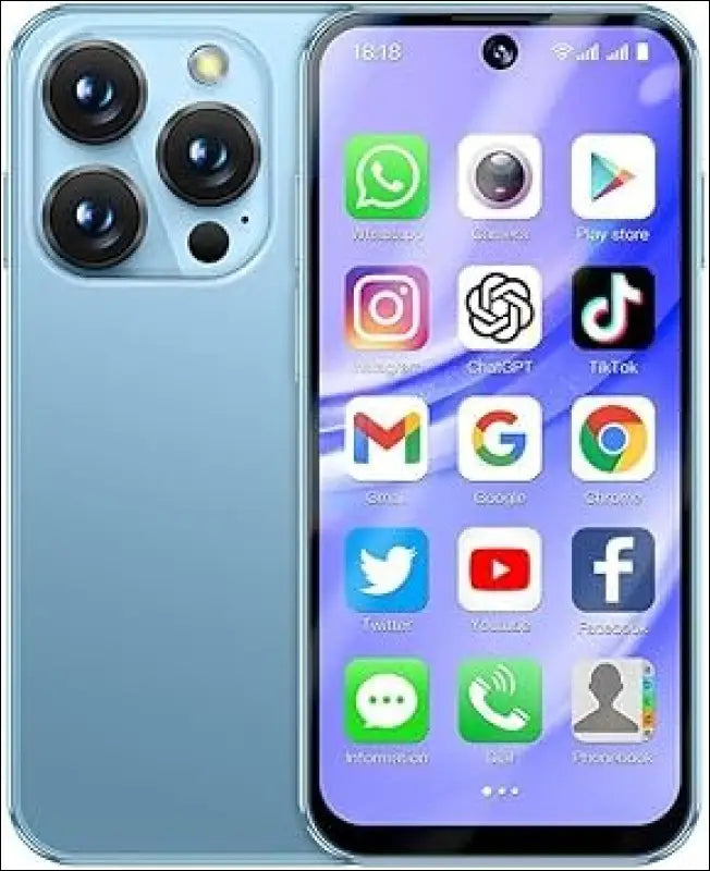 Mini Mobile Phone 4G Smartphone, 3.88 Inch Full Screen Smartphone Android 12, Dual SIM, Face Recognition, GPS, OTC,Google Play Unlocked Phone (Blue, 64, GB, GB, 4)