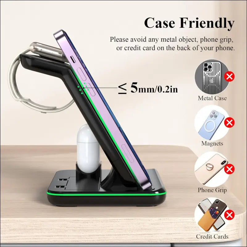 Minthouz Wireless Charger, 3 in 1 Fast Charging Station Compatible with iPhone 15/14/13/12/11 Series,Wireless Charger Dock for iWatch【iWatch Charger Not Included】,AirPods (with...
