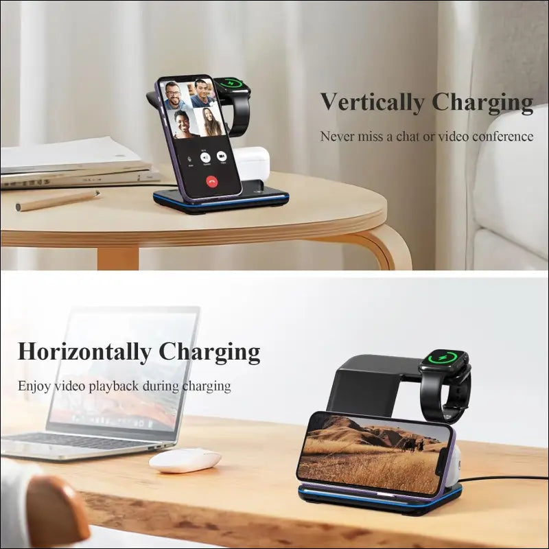Minthouz Wireless Charger, 3 in 1 Fast Charging Station Compatible with iPhone 15/14/13/12/11 Series,Wireless Charger Dock for iWatch【iWatch Charger Not Included】,AirPods (with...