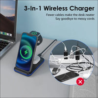 Minthouz Wireless Charger, 3 in 1 Fast Charging Station Compatible with iPhone 15/14/13/12/11 Series,Wireless Charger Dock for iWatch【iWatch Charger Not Included】,AirPods (with...