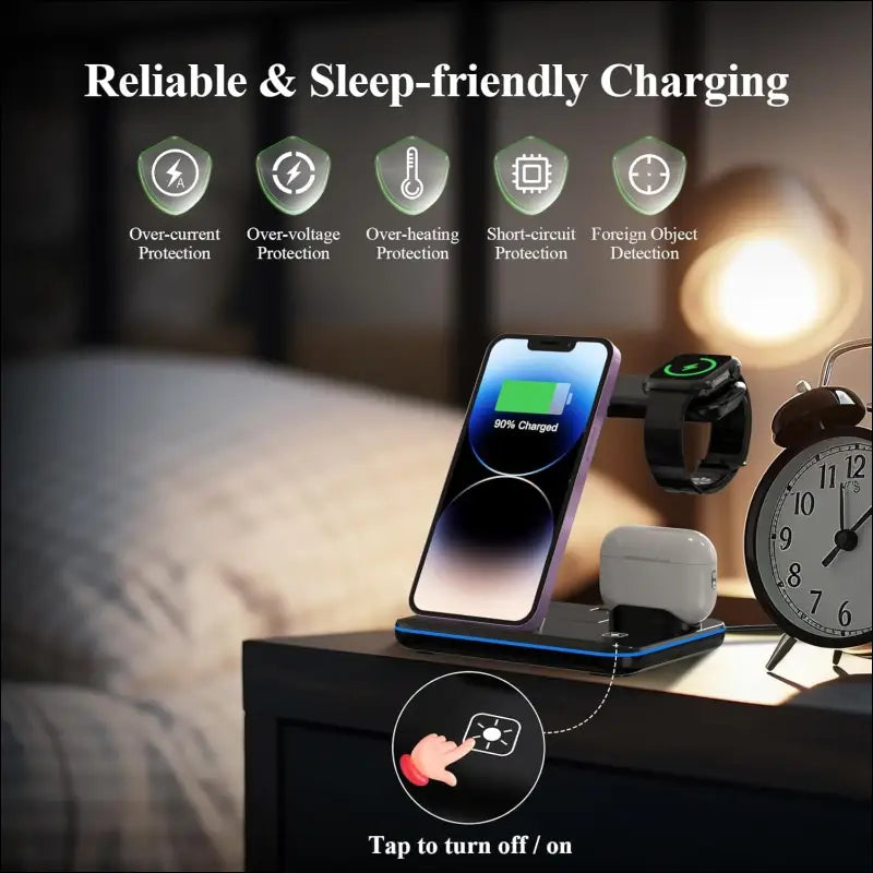 Minthouz Wireless Charger, 3 in 1 Fast Charging Station Compatible with iPhone 15/14/13/12/11 Series,Wireless Charger Dock for iWatch【iWatch Charger Not Included】,AirPods (with...