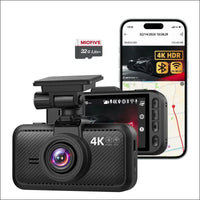 Miofive Car Camera 4K Resolution, WiFi, Bluetooth, GPS Dash Cam, 3 Inch IPS Display, Night Vision, Loop Recording, HDR, App Control and Supports up to 512GB with a Free 32G Map