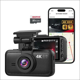 Miofive Car Camera 4K Resolution, WiFi, Bluetooth, GPS Dash Cam, 3 Inch IPS Display, Night Vision, Loop Recording, HDR, App Control and Supports up