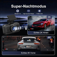 Miofive Dash Cam for Front and Rear Camera 4K+2K GPS WiFi Bluetooth 3 Inch IPS Display Night Vision Loop Recording HDR App Control and Supports up to 512GB with a Free 32GB Card