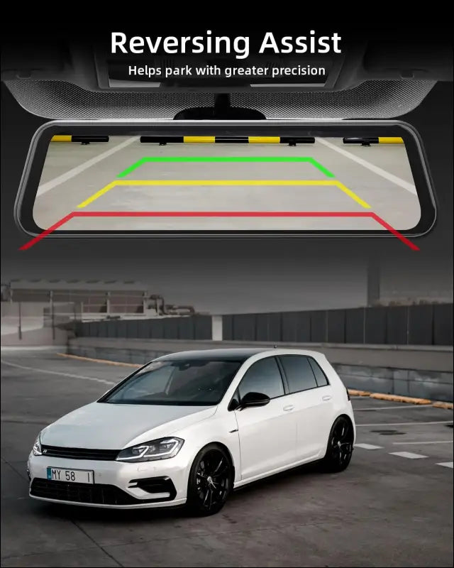 Mirror Dash Cam, 4K Dash Camera with 10" Touch Screen, 3840x2160P Front and 1080P Rear Dashcam 170°+120°Wide Angle with GPS, G-Sensor, WDR, Parking Monitoring, Night Vision, 64...