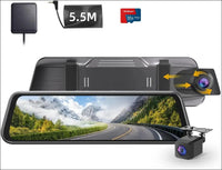 Mirror Dash Cam, 4K Dash Camera with 10" Touch Screen, 3840x2160P Front and 1080P Rear Dashcam 170°+120°Wide Angle with GPS, G-Sensor, WDR, Parking Monitoring, Night Vision, 64...
