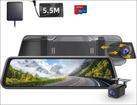 Mirror Dash Cam, 4K Dash Camera with 10" Touch Screen, 3840x2160P Front and 1080P Rear Dashcam 170°+120°Wide Angle with GPS, G-Sensor, WDR, Parking Monitoring, Night Vision, 64...