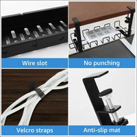 MIVIDE Cable Management Under Desk, 30~55 cm Adjustable Cable Management Desk No Drilling, Cable Duct Desk Set for Office, Cable and Home (Black)