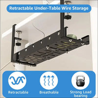MIVIDE Cable Management Under Desk, 30~55 cm Adjustable Cable Management Desk No Drilling, Cable Duct Desk Set for Office, Cable and Home (Black)