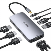 MOKiN USB C Laptop Docking Station Dual Monitor USB C Hub Adapter 3 Monitors with 2 HDMI DisplayPort VGA 3 USB 2.0 PD