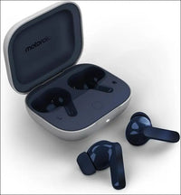 Motorola Moto Buds Blueberry Wireless Headphones, Immersive Sound with Dolby Atmos, Advanded Noise Cancellation, Up to 42 Hours Battery Life, 3 Microphones and Anti-Wind Noise,...