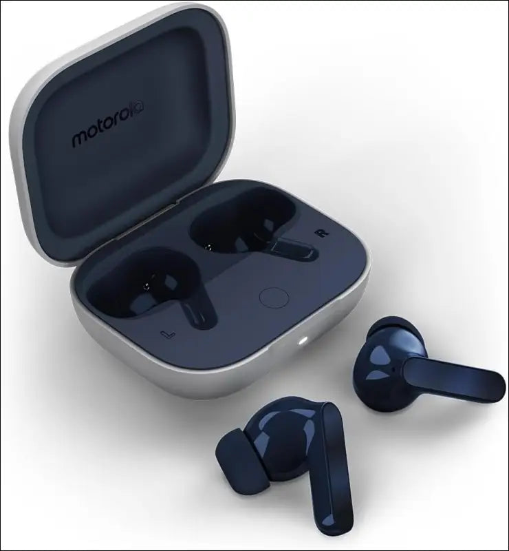 Motorola Moto Buds Blueberry Wireless Headphones, Immersive Sound with Dolby Atmos, Advanded Noise Cancellation, Up to 42 Hours Battery Life, 3 Microphones and Anti-Wind Noise,...