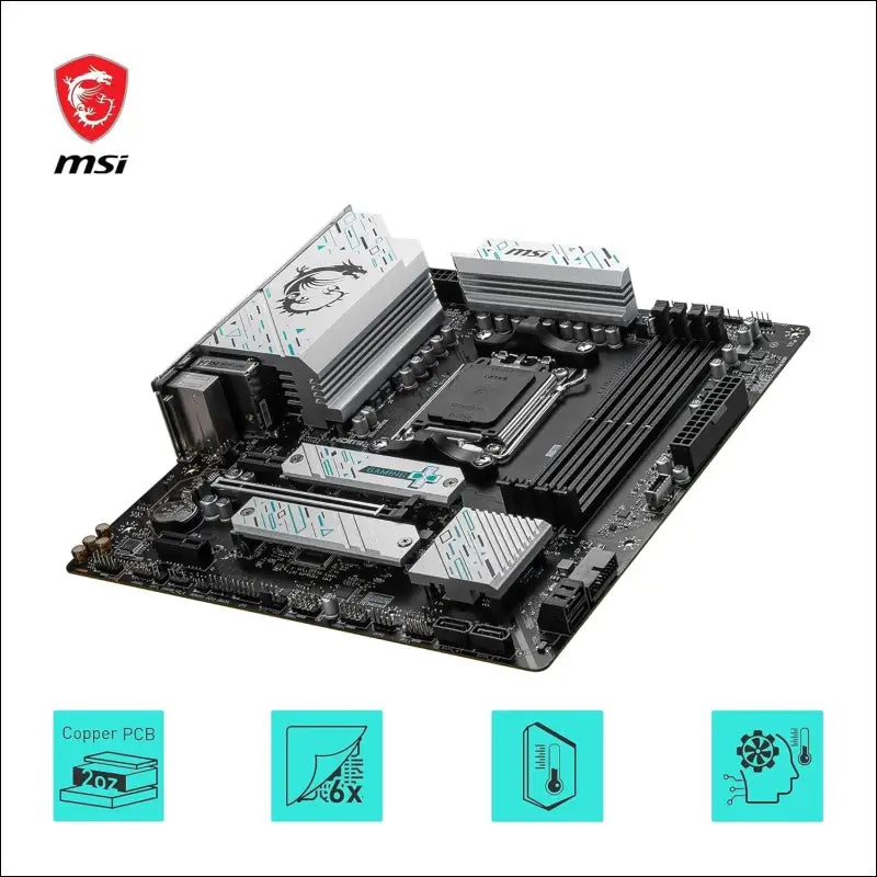 MSI B650M Gaming Plus WiFi Motherboard, mATX - Supports Ryzen 9000, 8000 & 7000 Processors, AM5 - DDR5 Memory Boost 7800+ MHz/OC, PCIe 4.0 x16, M.2 Gen4, Wi-Fi 6E