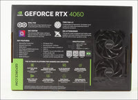 MSI Geforce RTX 4060 Ventus 2X Black 8G OC Graphics Card -NVIDIA RTX 4060, 8 GB GDDR6 Memory, 17 Gbps, Pcie 4.0, DLSS3