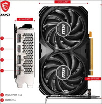 MSI Geforce RTX 4060 Ventus 2X Black 8G OC Graphics Card -NVIDIA RTX 4060, 8 GB GDDR6 Memory, 17 Gbps, Pcie 4.0, DLSS3