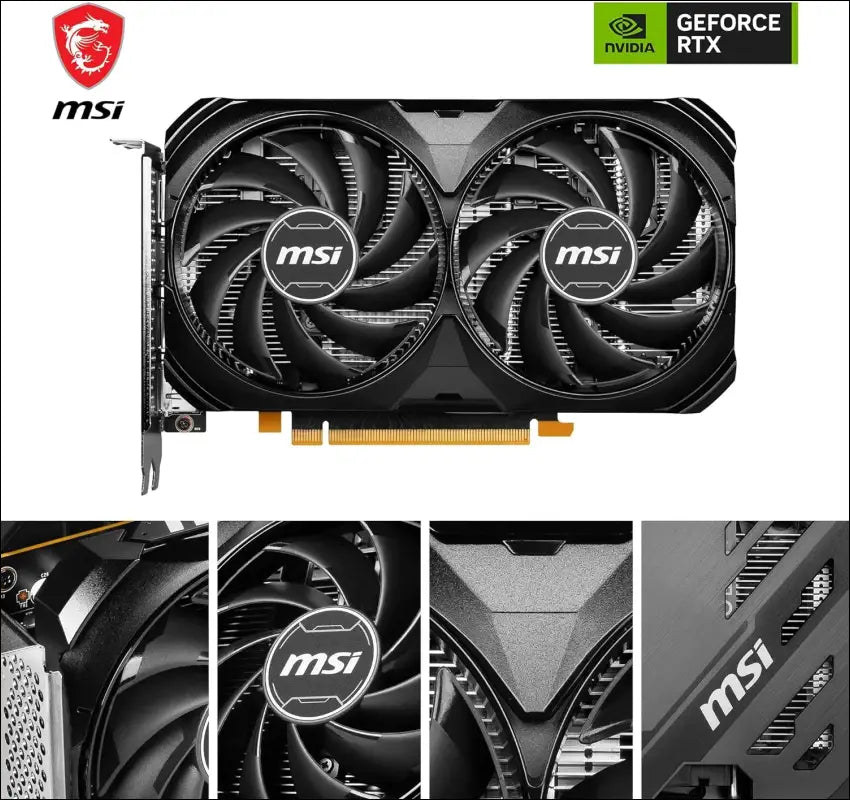 MSI Geforce RTX 4060 Ventus 2X Black 8G OC Graphics Card -NVIDIA RTX 4060, 8 GB GDDR6 Memory, 17 Gbps, Pcie 4.0, DLSS3