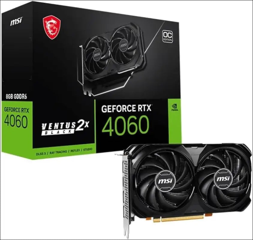 MSI Geforce RTX 4060 Ventus 2X Black 8G OC Graphics Card -NVIDIA RTX 4060, 8 GB GDDR6 Memory, 17 Gbps, Pcie 4.0, DLSS3