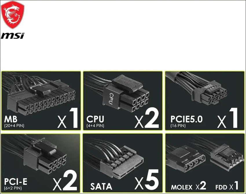 MSI MAG A750BN PCIE 5.0 Power Support, 750W, 80 plus Bronze, Pcie 5.0 GPU Support, ATX PSU