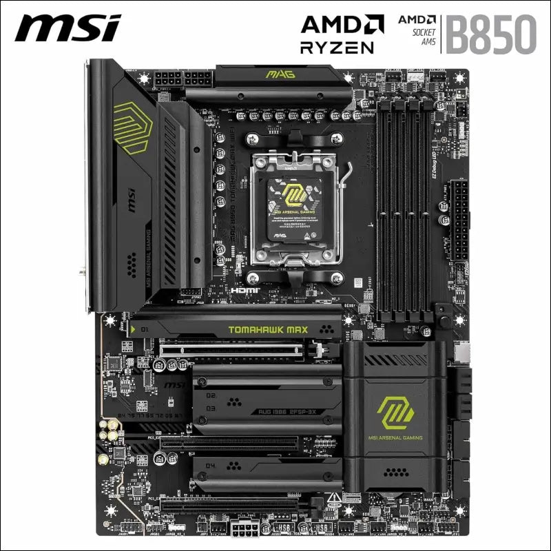 MSI MAG B850 Tomahawk MAX WiFi Motherboard, ATX - Supports AMD Ryzen 9000/8000 / 7000 Processors, AM5-80A SPS VRM, DDR5 Memory Boost 8400+ MT/s (OC), PCIe 5.0 x16, M.2 Gen5,...