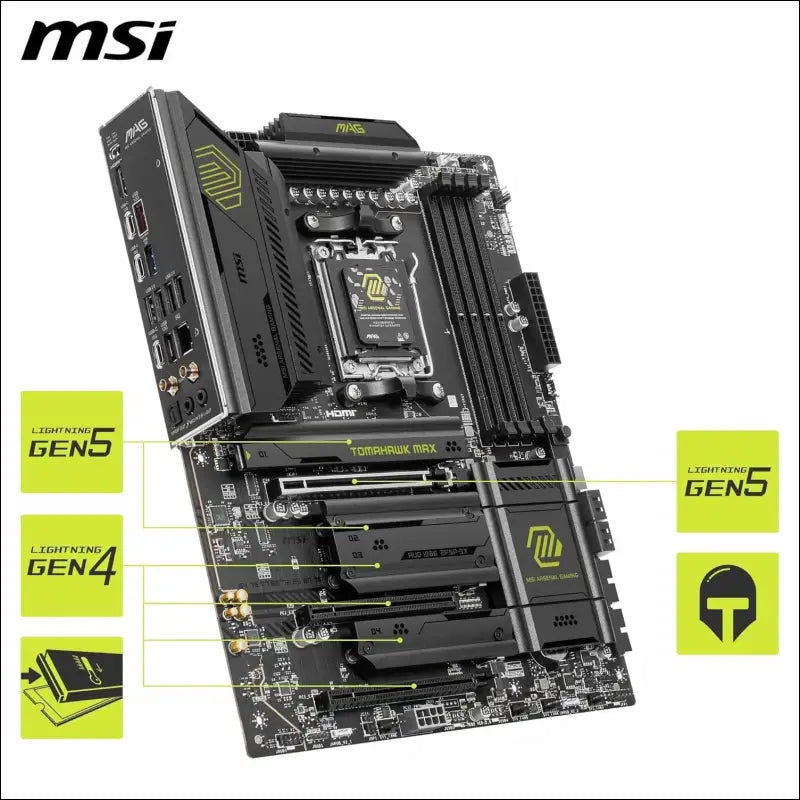 MSI MAG B850 Tomahawk MAX WiFi Motherboard, ATX - Supports AMD Ryzen 9000/8000 / 7000 Processors, AM5-80A SPS VRM, DDR5 Memory Boost 8400+ MT/s (OC), PCIe 5.0 x16, M.2 Gen5,...