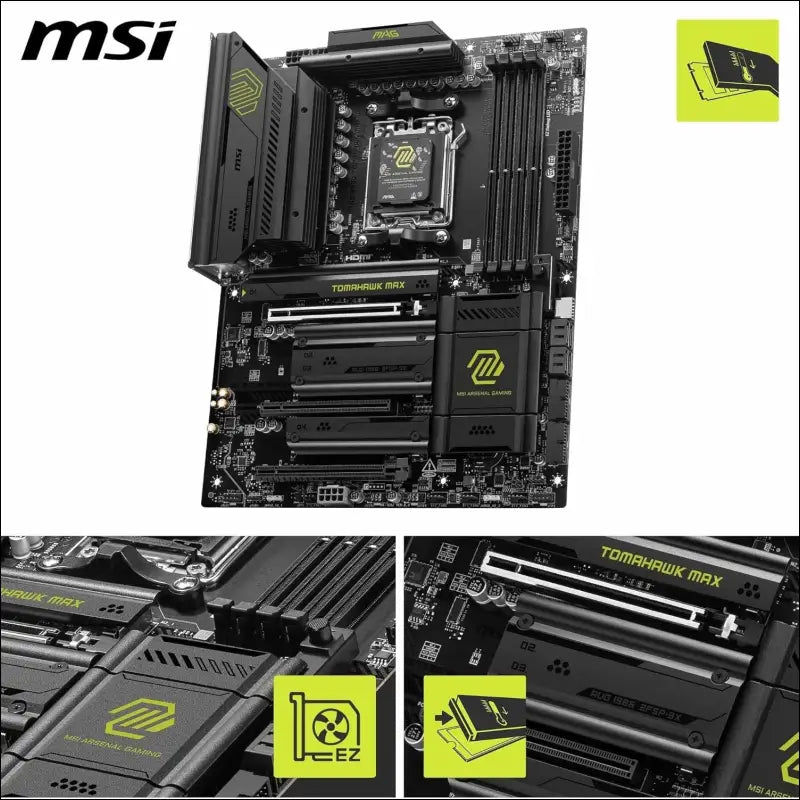 MSI MAG B850 Tomahawk MAX WiFi Motherboard, ATX - Supports AMD Ryzen 9000/8000 / 7000 Processors, AM5-80A SPS VRM, DDR5 Memory Boost 8400+ MT/s (OC), PCIe 5.0 x16, M.2 Gen5,...