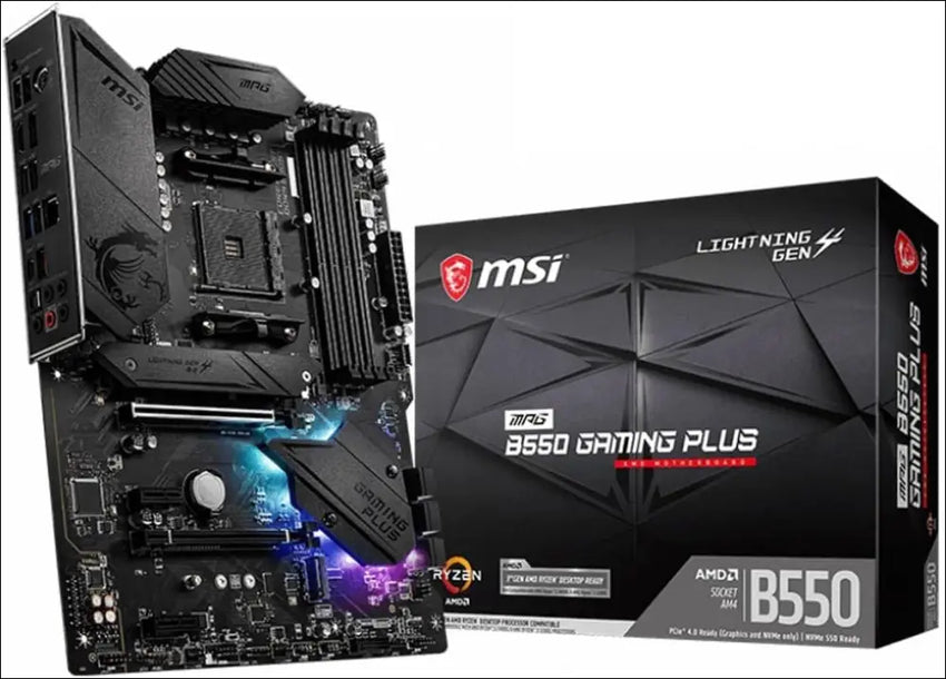 MSI MPG B550 Gaming Plus AM4 ATX MB 4xDDR4 4xPCIE 2xM.2 HDMI DP RAID LAN 6xSATAIII 2xUSB3.2 8xUSB2.0
