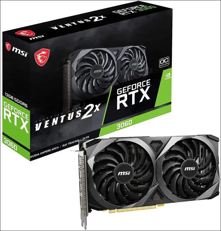MSI Nvidia Geforce RTX 3060 Ventus 2X OC 12GB Video Card, Pci-E 4.0, GDDR6, 1807 Mhz Boost Clock, 3X Displayport 1.4, 1X HDMI 2.1