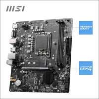 MSI PRO H610M-E DDR4 Motherboard, Micro-ATX - Supports Intel 12th Gen Core Processors, LGA 1700-2 x DIMMs (3200MHz), 1x PCIe 4.0 x16 Slot, 1 x M.2 Gen3, USB 3.2 Gen1, 1G LAN,...