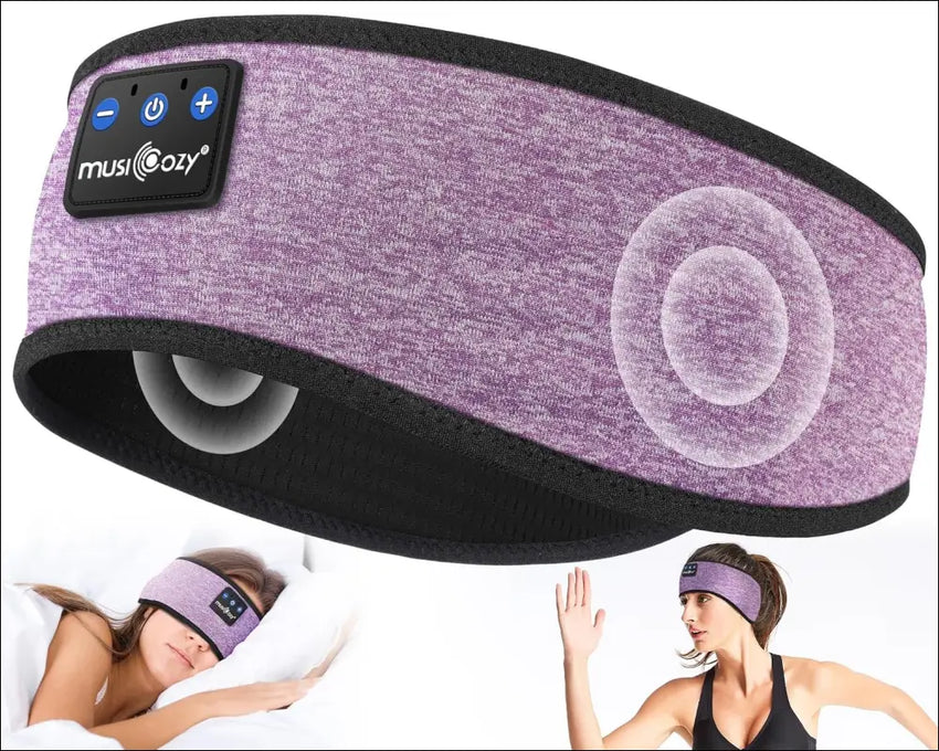 MUSICOZY Bluetooth 5.2 Headband Sleep Headphones Headband Headphones Sports Wireless Music Earphones Eye Mask Earbuds for Side Sleepers Workout Running Travel Yoga Office (Light...